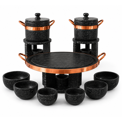 Conjunto Completo de Fondue de Pedra-Sabão (Grelha 32 cm)