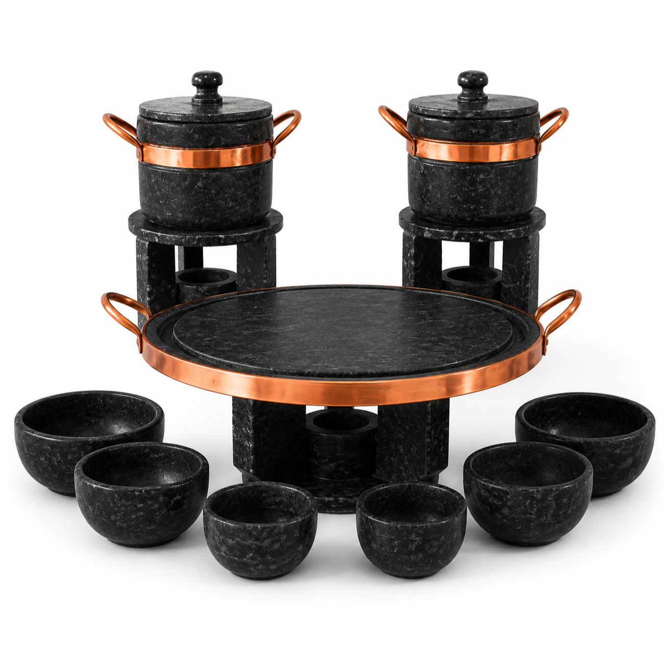 Conjunto Completo de Fondue de Pedra-Sabão (Grelha 27 cm)