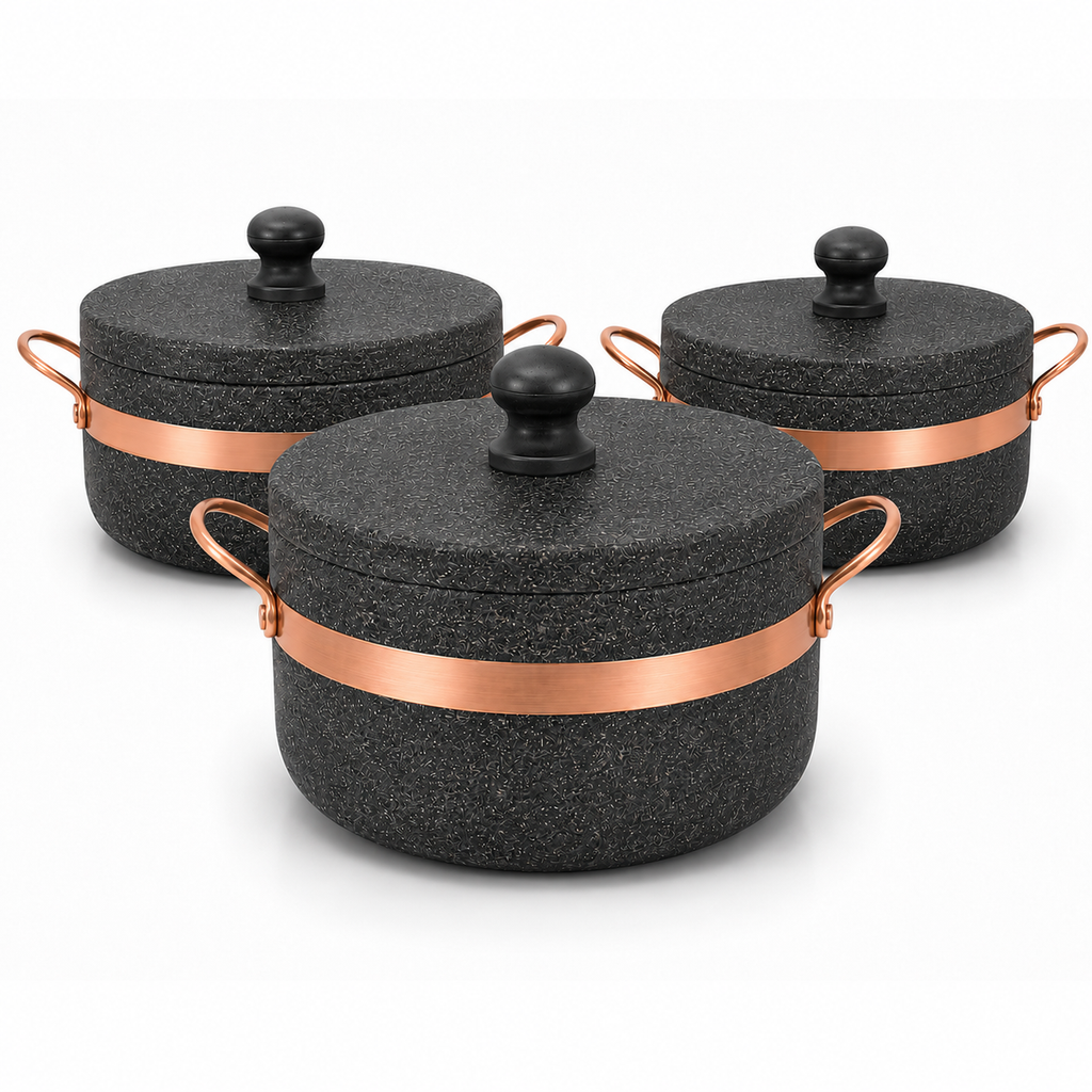 Conjunto: Panela 2L + Panela 3L + Panela de Pressão 4L + Brinde