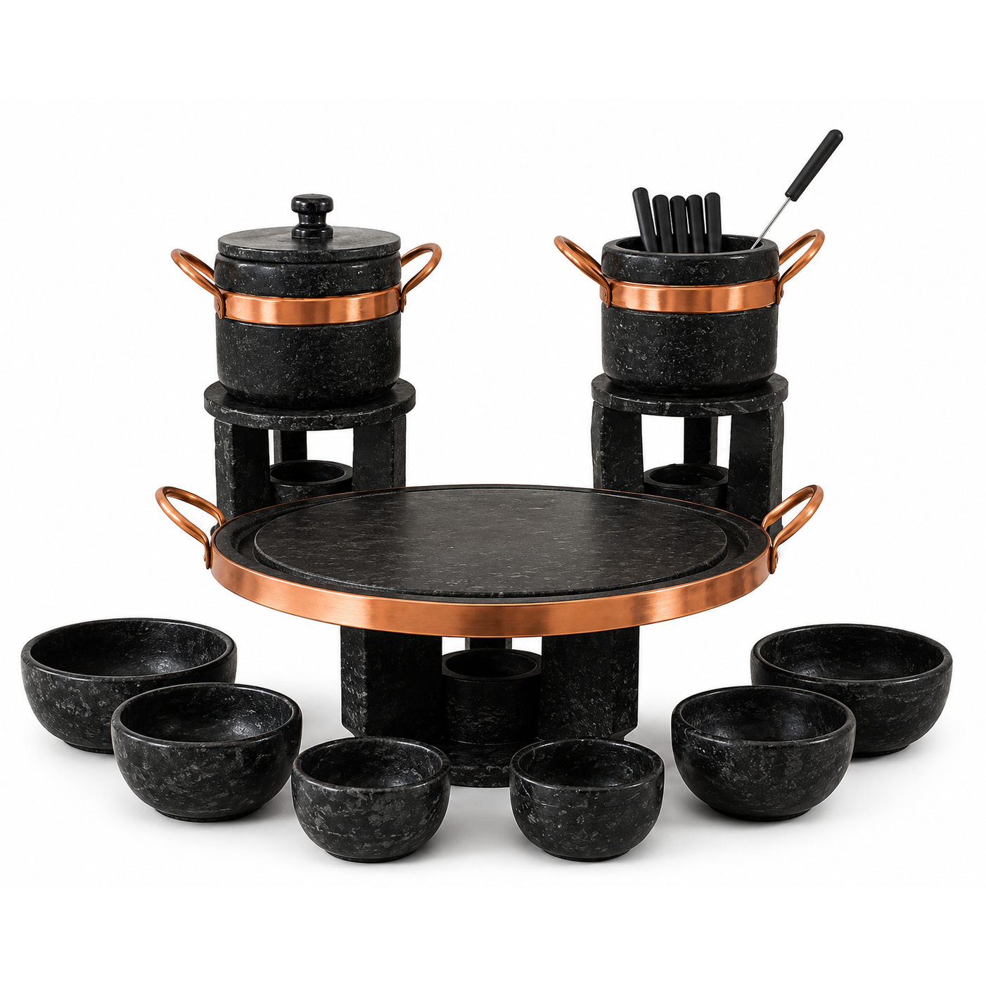 Conjunto Completo de Fondue de Pedra-Sabão (Grelha 32 cm)