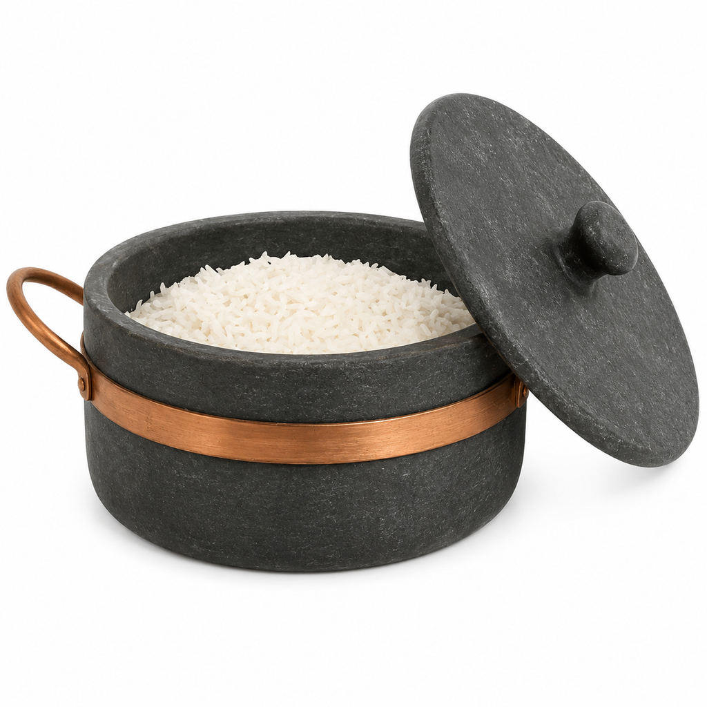Conjunto de 3 Panelas de Pedra + Panela de Pressão - 5 litros
