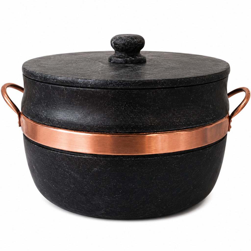 Conjunto de 3 Panelas de Pedra + Panela de Pressão - 5 litros