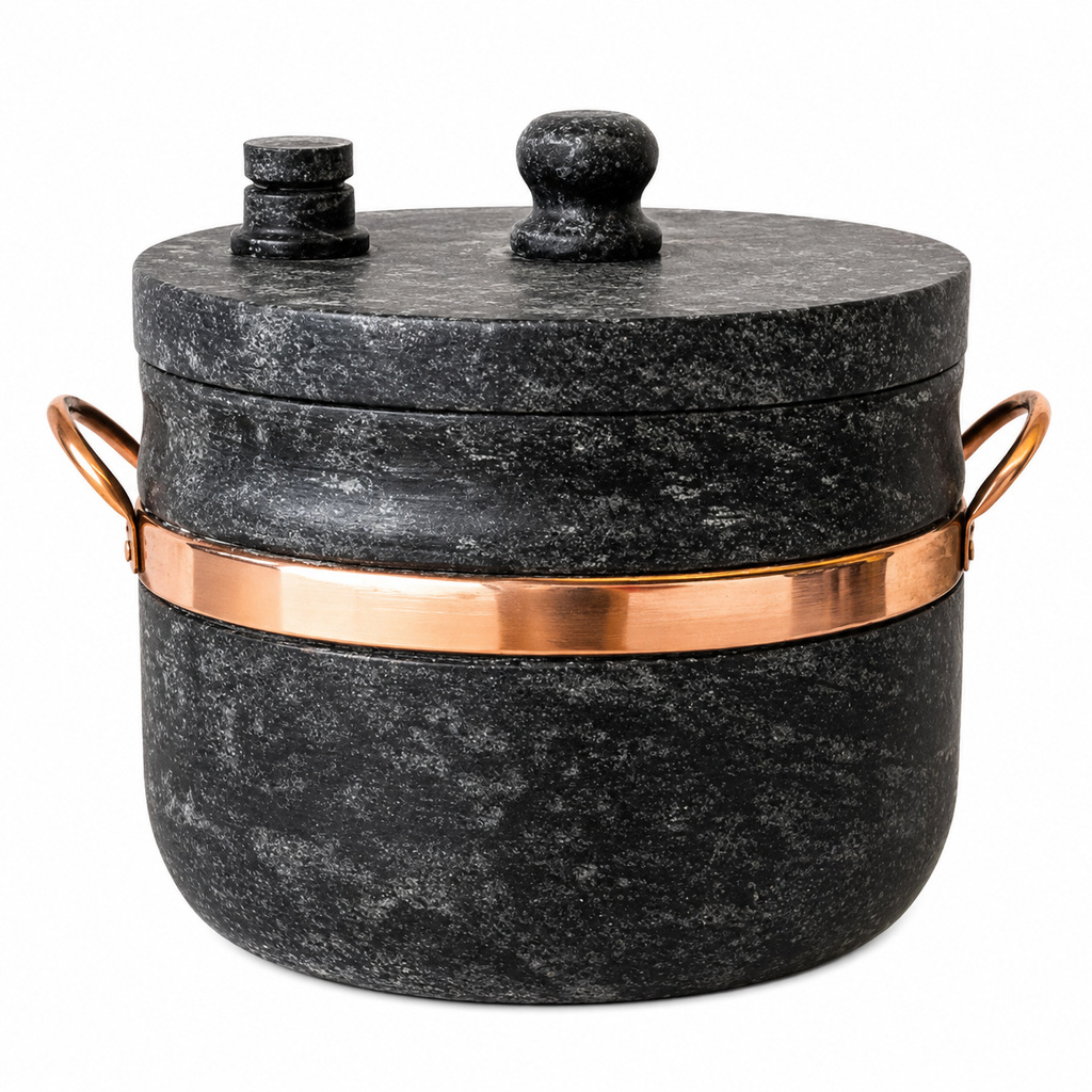 Conjunto de 3 Panelas de Pedra + Panela de Pressão - 4 litros
